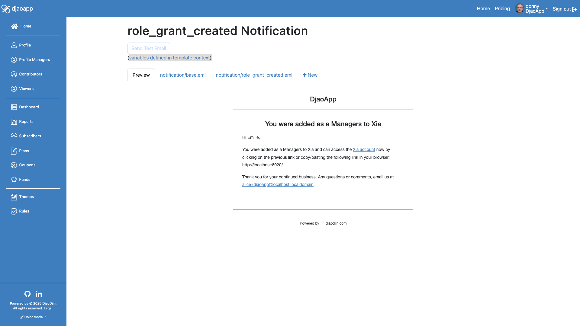 Profile Role Page